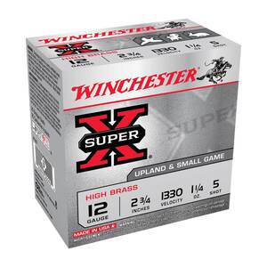 Winchester Super X 12 Gauge 2-3/4in #5 1-1/4oz Upland Shotshells - 25 Rounds
