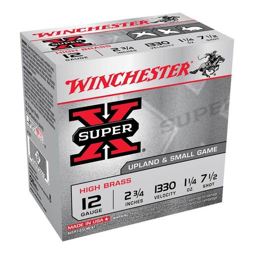 Winchester Super X 12 Gauge 2-3/4in #7.5 1-1/4oz Upland Shotshells Ammo - 25 Rounds Ammo - #7.5 25 Rounds - #7.5 Ammo
