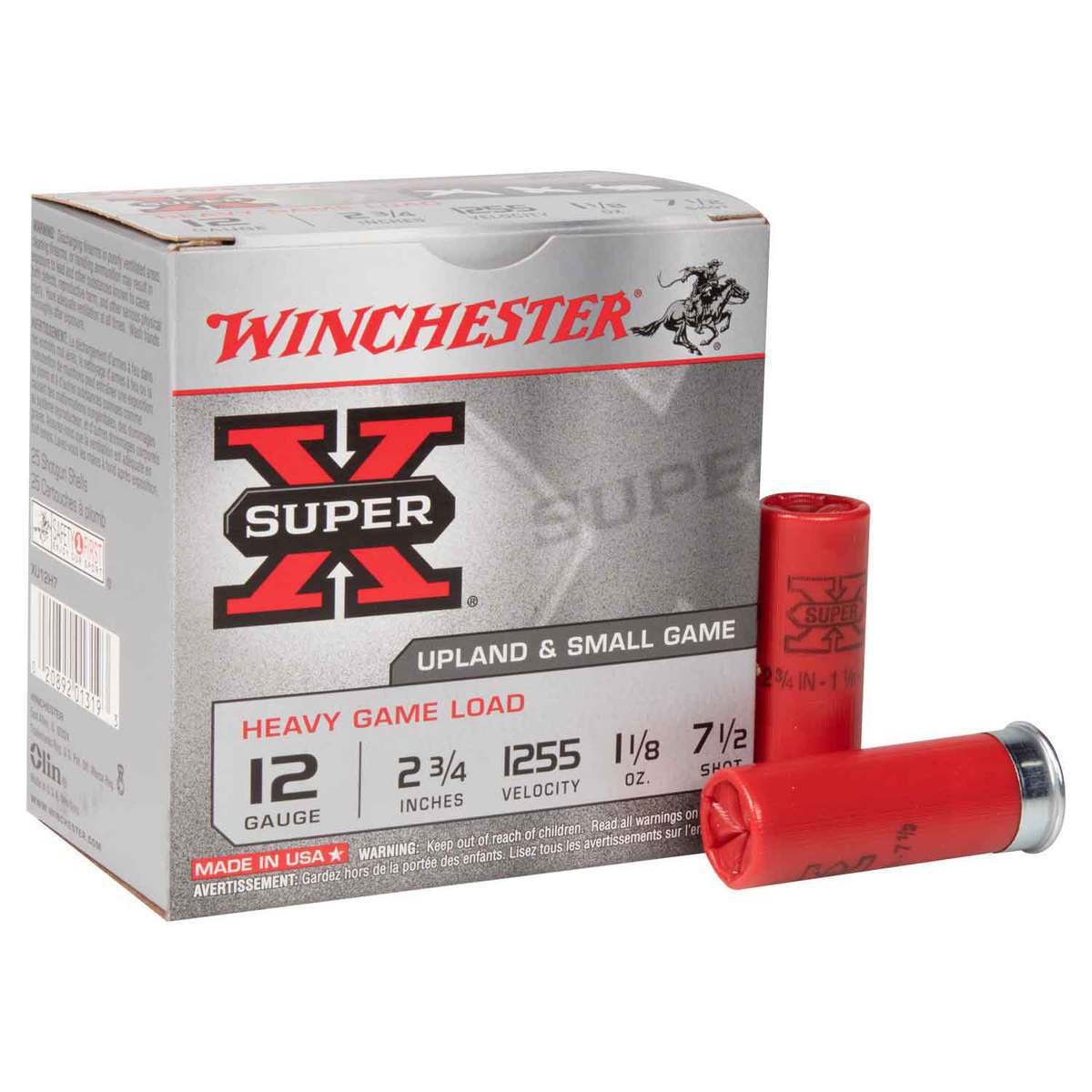 Winchester Super-X 12 Gauge 2-3/4in #7.5 1-1/8oz Upland Shotshells - 25 Rounds Winchester Super-X 12 Gauge 2-3/4in #7.5 1-1/8oz Upland Shotshells - 25 Rounds