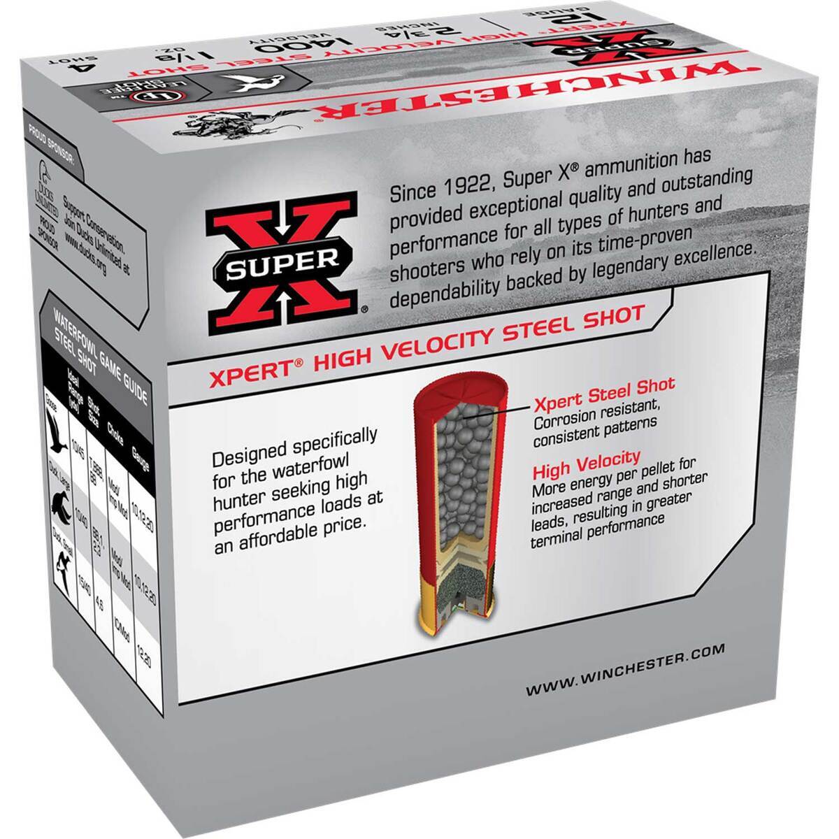 Winchester Super-X 12 Gauge 2-3/4in 1-1/8oz #4 Waterfowl Shotshells - 25 Rounds Winchester Super-X 12 Gauge 2-3/4in 1-1/8oz #4 Waterfowl Shotshells - 25 Rounds
