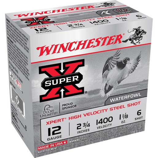 Winchester Super-X 12 Gauge 2-3/4in 1-1/8oz #6 Waterfowl Shotshells – 25 Rounds – #6