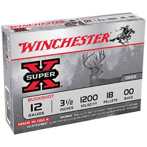 Winchester Super X 12 Gauge 3-1/2in 00 Buck Buckshot Shotshells - 5 Rounds