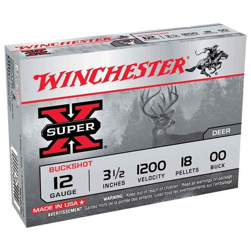 Winchester Super X 12 Gauge 3in #00 Buck 15-Pellet Ammo - 15 Rounds Ammo - #00 Buck 15 Rounds - #00 Buck Ammo