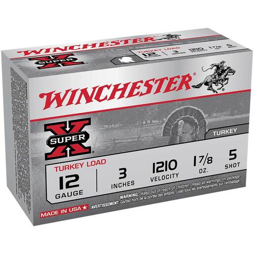 Winchester Super X 12 Gauge 3in #5 Turkey Shotshells Ammo - 10 Rounds Ammo - #5 10 Rounds - #5 Ammo