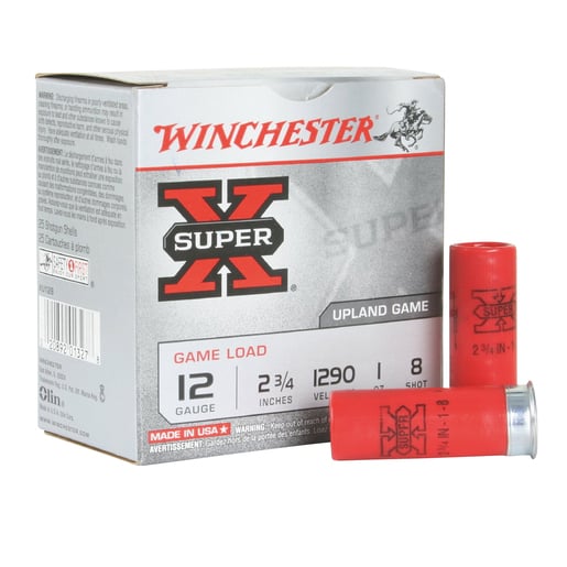 Winchester Super-X 12 Gauge 2-3/4in #8 1oz Upland Shotshells Ammo - 25 Rounds Ammo - #8 25 Rounds - #8 Ammo