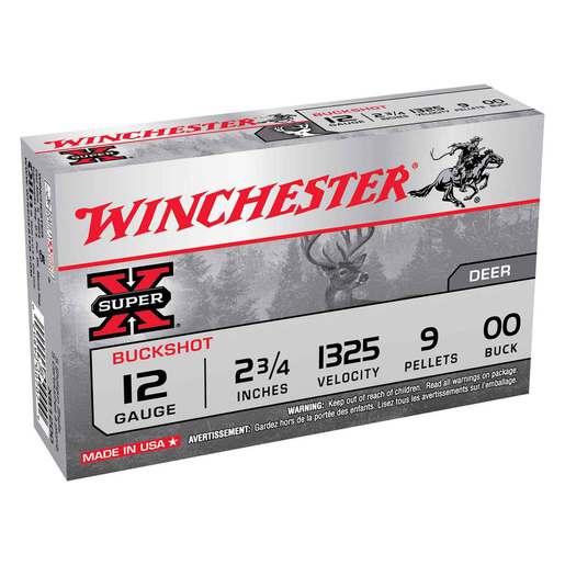 Winchester Super-X 12ga 2 3/4in Shotgun Shells Ammo - 5 Rounds Ammo - #00 Buck 5 Rounds - #00 Buck Ammo