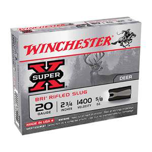 Winchester Super X 20 Gauge 2-3/4in 5/8oz Slug Shotshells - 5 Rounds Winchester Super X 20 Gauge 2-3/4in 5/8oz Slug Shotshells - 5 Rounds