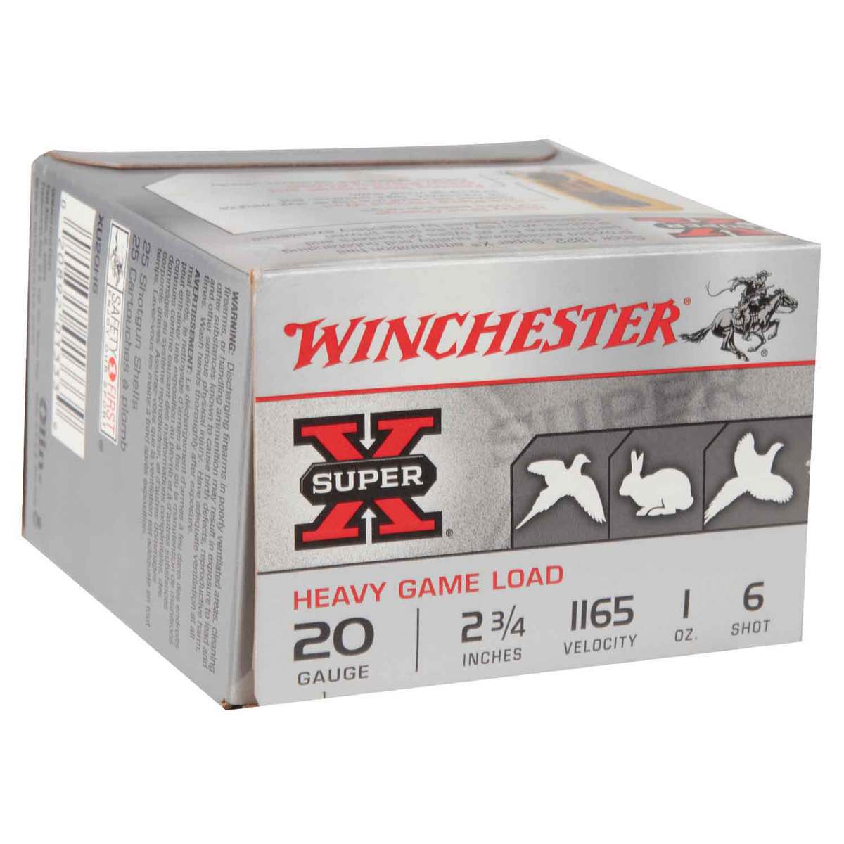 Winchester Super-X 20 Gauge 2-3/4in #6 1oz Upland Shotshells - 25 Rounds Winchester Super-X 20 Gauge 2-3/4in #6 1oz Upland Shotshells - 25 Rounds