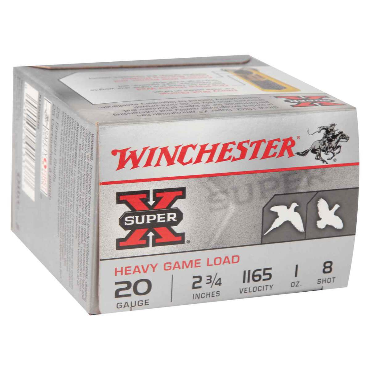 Winchester Super-X 20 Gauge 2-3/4in #8 1oz Upland Shotshells - 25 Rounds Winchester Super-X 20 Gauge 2-3/4in #8 1oz Upland Shotshells - 25 Rounds