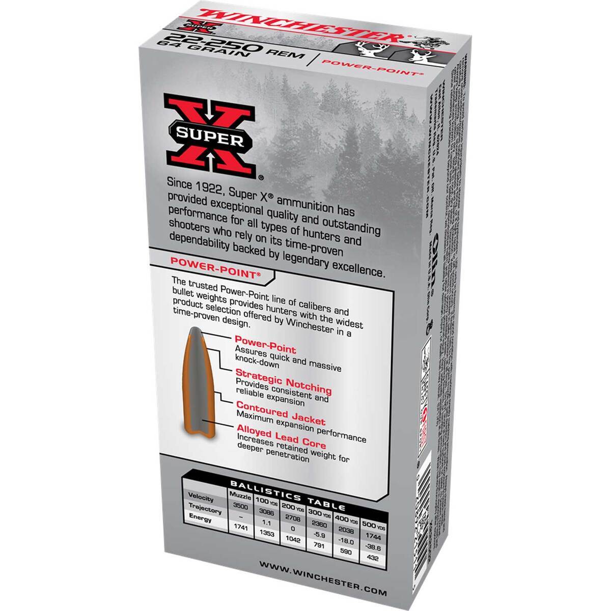 Winchester Super-X 22-250 Remington 64gr Power-Point Rifle Ammo - 20 Rounds Winchester Super-X 22-250 Remington 64gr Power-Point Rifle Ammo - 20 Rounds