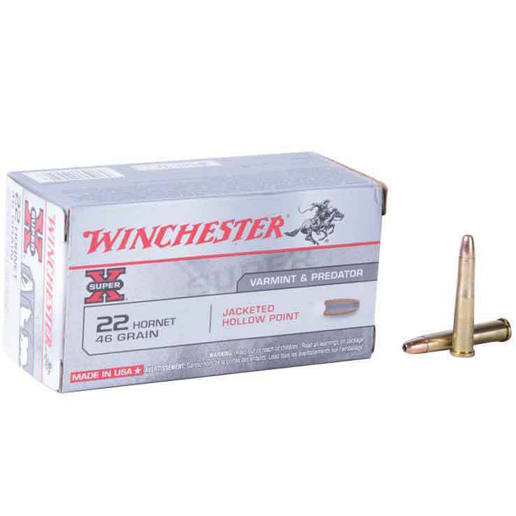 Winchester Super X 22 Hornet 46gr JHP Rifle Ammo - 50 Rounds Winchester Super X 22 Hornet 46gr JHP Rifle Ammo - 50 Rounds