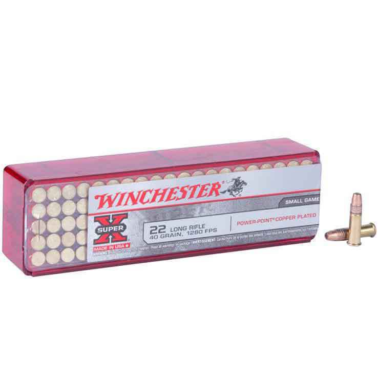 Winchester Super X 22 Long Rifle 40gr Power Point Rimfire Ammo - 100 Rounds Winchester Super X 22 Long Rifle 40gr Power Point Rimfire Ammo - 100 Rounds
