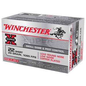 Winchester Super-X 22 Short 29gr LRN Rimfire Ammo - 50 Rounds