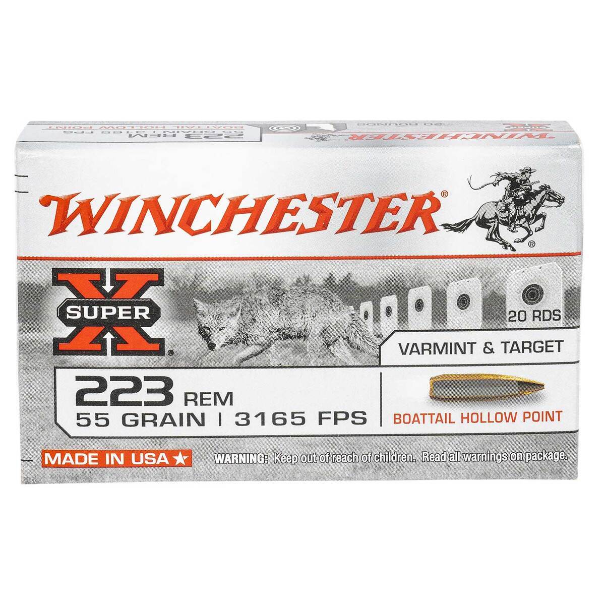 Winchester Super X 223 Remington 55gr BTHP Rifle Ammo - 20 Rounds Winchester Super X 223 Remington 55gr BTHP Rifle Ammo - 20 Rounds