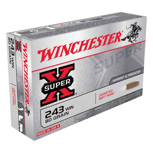Winchester Super-X 243 Winchester 80gr JSP Rifle Ammo Ammo - 20 Rounds 20 Rounds Ammo