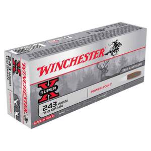 Winchester Super-X 243 WSSM (Winchester Super Short Mag) 100gr PP Rifle Ammo - 20 Rounds