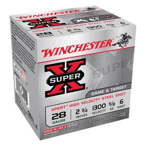 Winchester Super-X 28 Gauge 2-3/4in #6 5/8oz Game & Target Shotshells - 25 Rounds