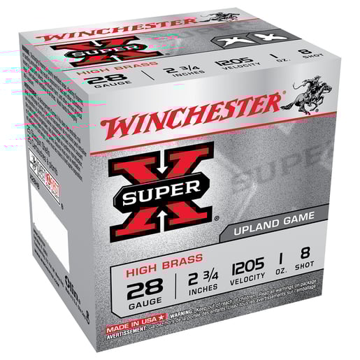 Winchester Super X 28 Gauge 2-3/4in #8 1oz Upland Shotshells Ammo - 25 Rounds Ammo - #8 25 Rounds - #8 Ammo