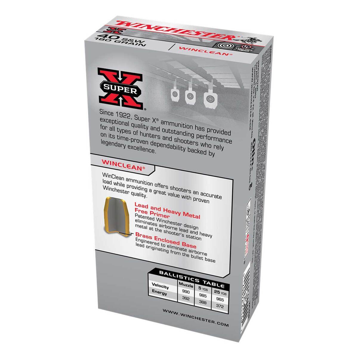 Winchester Super X 40 S&W 180gr WC Handgun Ammo - 50 Rounds Winchester Super X 40 S&W 180gr WC Handgun Ammo - 50 Rounds