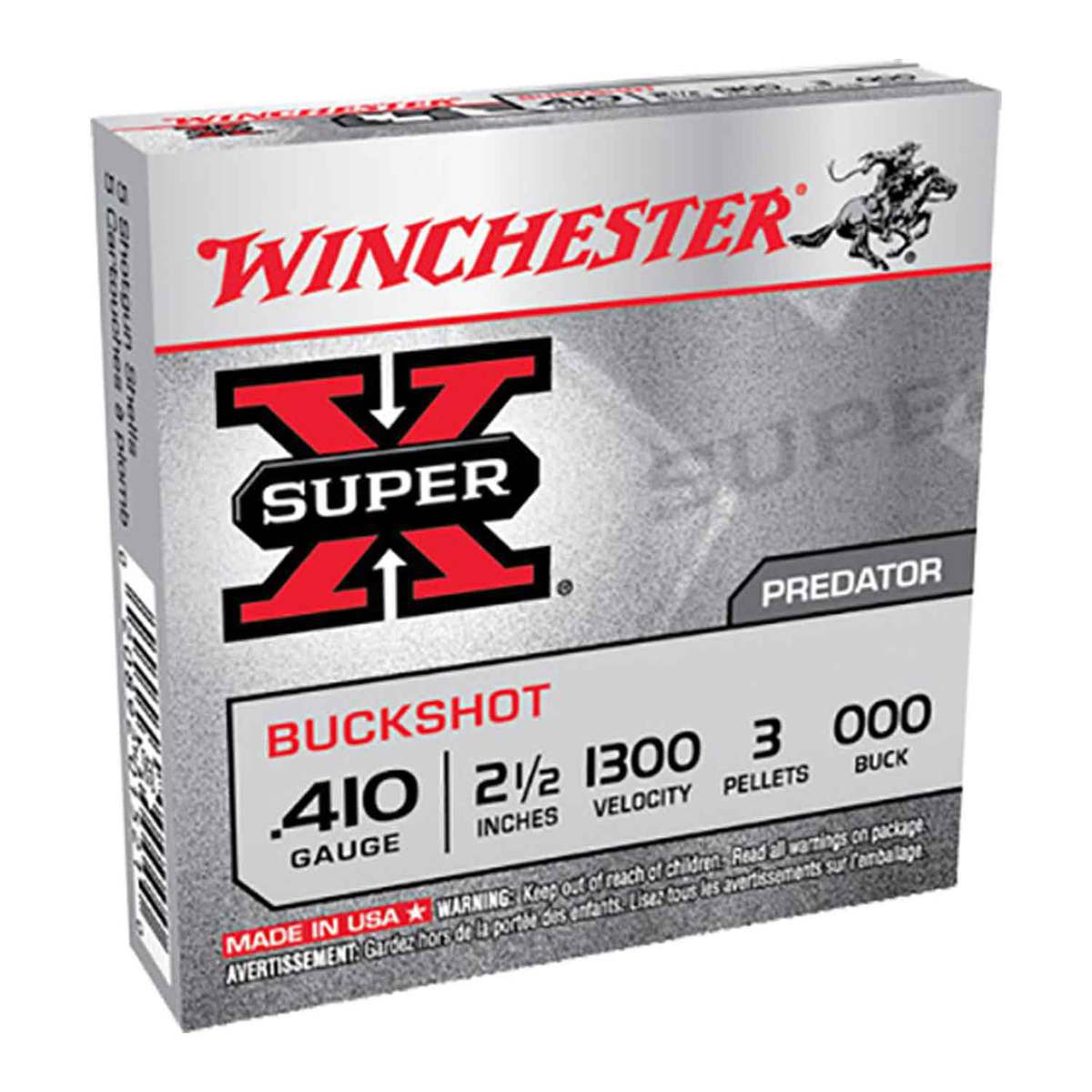 Winchester Super-X 410 2-1/2in 000 Buck Buckshot Shotshells - 5 Rounds Winchester Super-X 410 2-1/2in 000 Buck Buckshot Shotshells - 5 Rounds