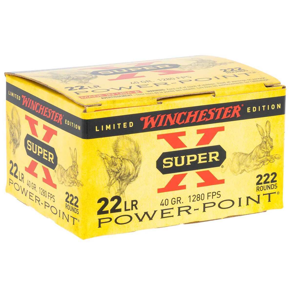 Winchester Super X Power-Point 22 Long Rifle 40gr Plated Hollow Point  Handgun Ammo - 222 Rounds