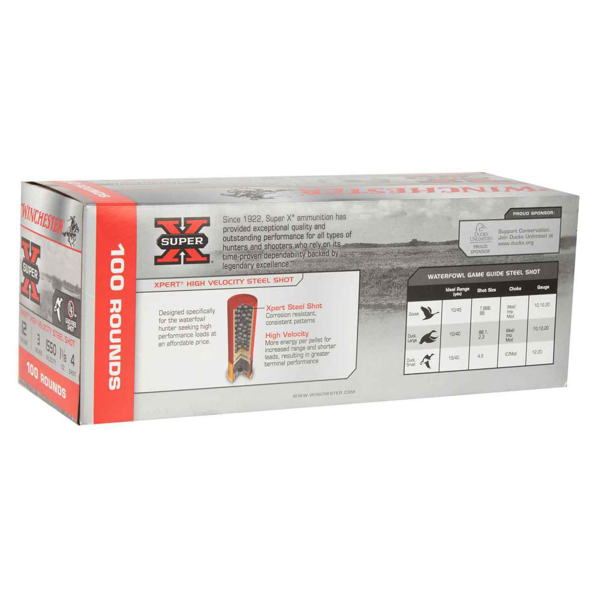 Winchester Super X Xpert High Velocity 12ga 3in #4 1-1/8oz Waterfowl Shotshells - 100 Rounds Winchester Super X Xpert High Velocity 12ga 3in #4 1-1/8oz Waterfowl Shotshells - 100 Rounds