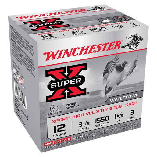 Winchester Super-X Xpert High Velocity Steel Shot 12 Gauge 3-1/2in #3 1-3/8oz Waterfowl Shotshells Ammo - 25 Rounds Ammo - #3 25 Rounds - #3 Ammo