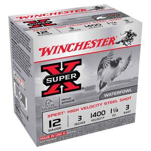 Winchester Super-X Xpert High Velocity Steel Shot 12 Gauge 3in #3 1-1/4oz Waterfowl Shotshells - 25 Rounds