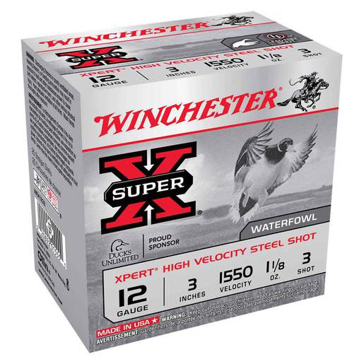 Winchester Super-X Xpert High Velocity Steel Shot 12 Gauge 3in #3 1-1/8oz Waterfowl Shotshells – 25 Rounds – #3