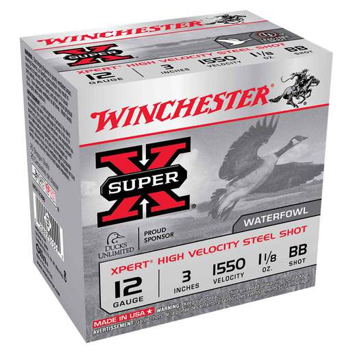 Winchester Super-X Xpert High Velocity Steel Shot 12 Gauge 3in BB 1-1/8oz Waterfowl Shotshells – 25 Rounds – BB