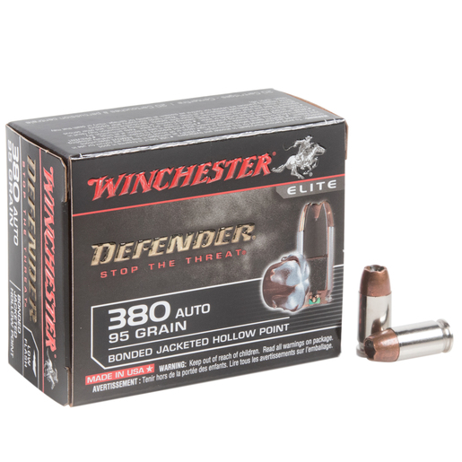Winchester Supreme Defender PDX1 380 Auto (ACP) 95gr BJHP Handgun Ammo Ammo - 20 Rounds 20 Rounds Ammo