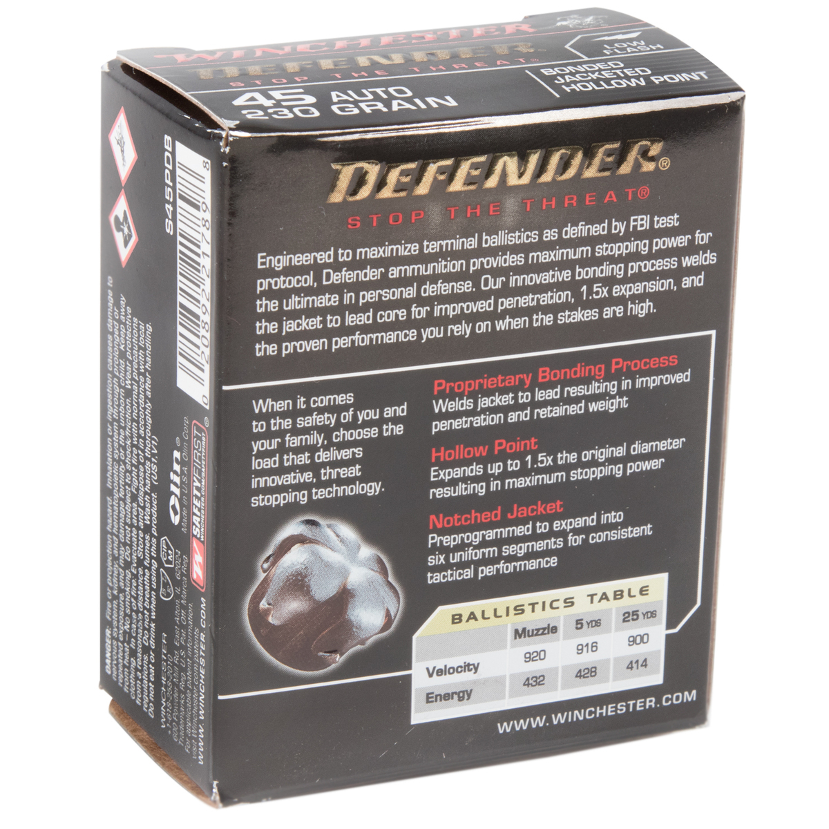 Winchester Supreme Defender PDX1 45 Auto (ACP) 230gr BJHP Handgun Ammo - 20 Rounds Winchester Supreme Defender PDX1 45 Auto (ACP) 230gr BJHP Handgun Ammo - 20 Rounds