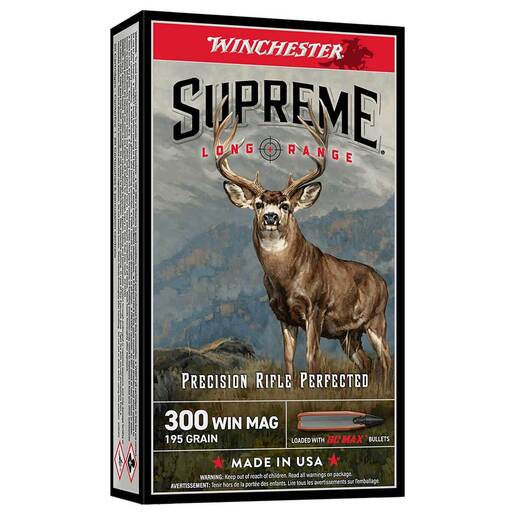 Winchester Supreme Long Range 300 Winchester Magnum 195gr BC MAX Rifle Ammo Ammo - 20 Rounds 20 Rounds Ammo