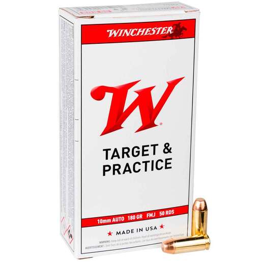 Winchester Target 10mm Auto 180gr FMJ Handgun Ammo Ammo - 50 Rounds 50 Rounds Ammo
