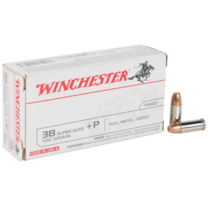 Winchester Target 38 Super Auto +P 130gr FMJ Handgun Ammo - 50 Rounds