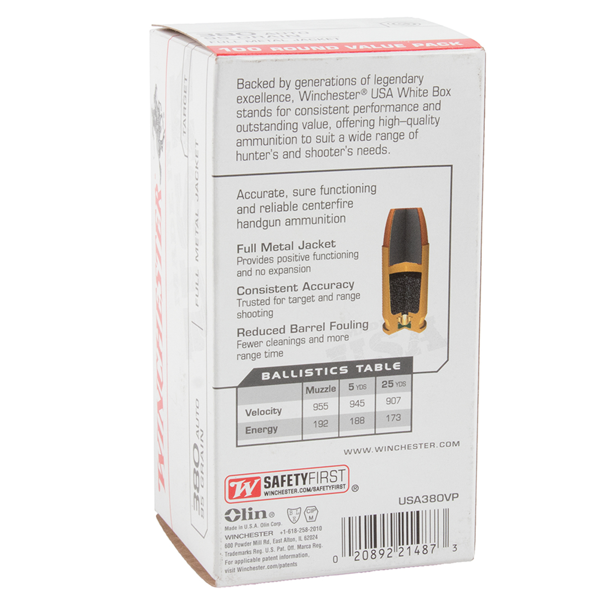 Winchester Target 380 Auto (ACP) 95gr FMJ Handgun Ammo - 100 Rounds Winchester Target 380 Auto (ACP) 95gr FMJ Handgun Ammo - 100 Rounds