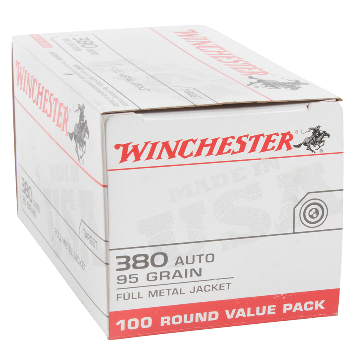 Win Target Winchester Target 380 Auto (ACP) 95gr FMJ Handgun Ammo - 100 Rounds ...