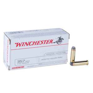 Winchester USA 357 Magnum 110gr JHP Centerfire Handgun Ammo - 50 Rounds