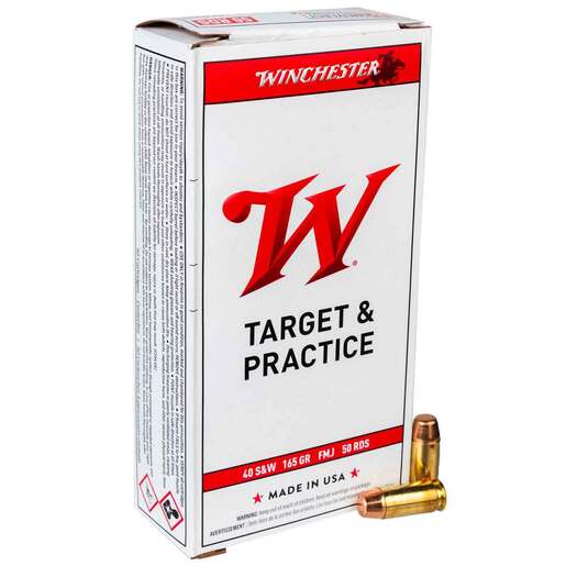 Winchester Target 40 S&W 165gr FMJ Handgun Ammo Ammo - 50 Rounds 50 Rounds Ammo
