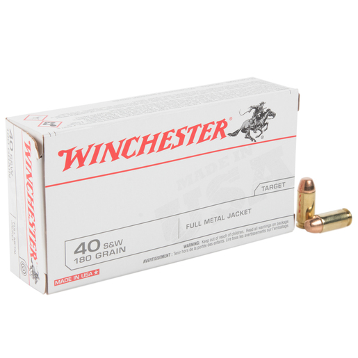 Winchester Target 40 S&W 180gr FMJ Handgun Ammo Ammo - 50 Rounds 50 Rounds Ammo