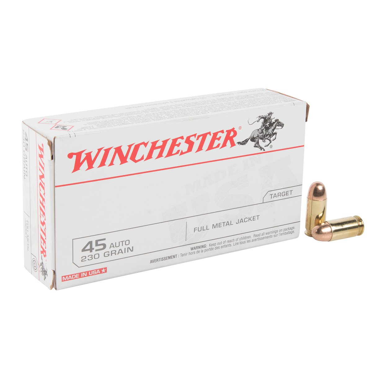 Win Target Winchester Target 45 Auto (ACP) 230gr FMJ Handgun Ammo - 50 Rounds ...