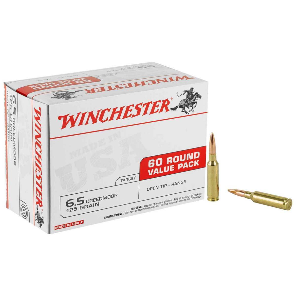 Winchester Target 6.5 Creedmoor 125gr FMJOT Rifle Ammo - 60 Rounds Winchester Target 6.5 Creedmoor 125gr FMJOT Rifle Ammo - 60 Rounds