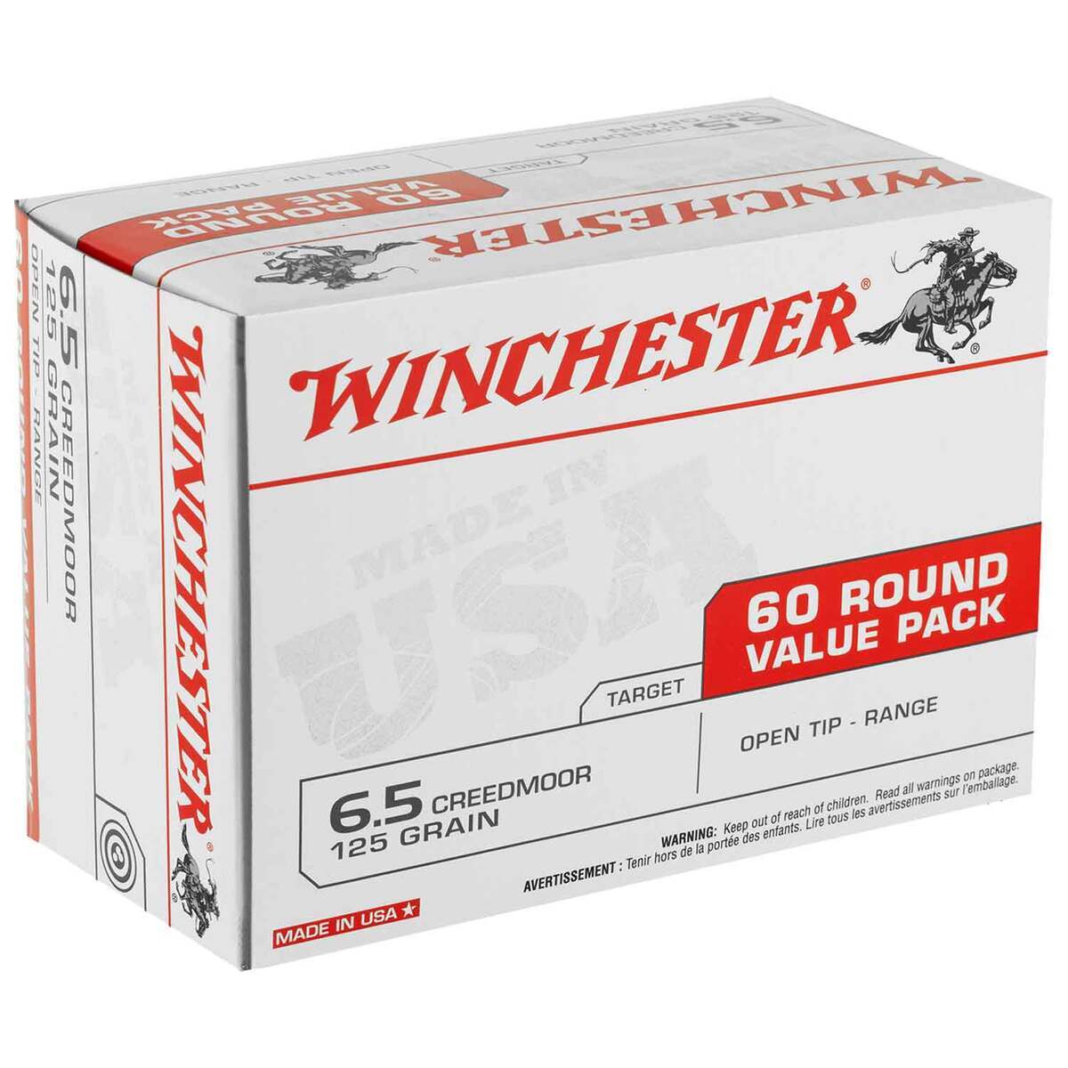 Winchester Target 6.5 Creedmoor 125gr FMJOT Rifle Ammo - 60 Rounds Winchester Target 6.5 Creedmoor 125gr FMJOT Rifle Ammo - 60 Rounds