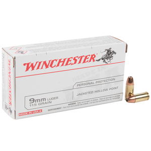 Winchester Target 9mm Luger 115gr JHP Handgun Ammo - 50 Rounds