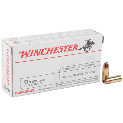 Winchester Target 9mm Luger 115gr JHP Handgun Ammo Ammo - 50 Rounds 50 Rounds Ammo