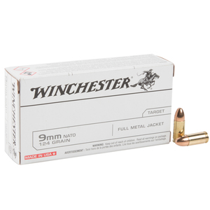 Winchester Target 9mm Luger 124gr FMJ Handgun Ammo - 50 Rounds