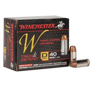 Winchester Train And Defend 40 S&W 180gr JHP Handgun Ammo - 20 Rounds