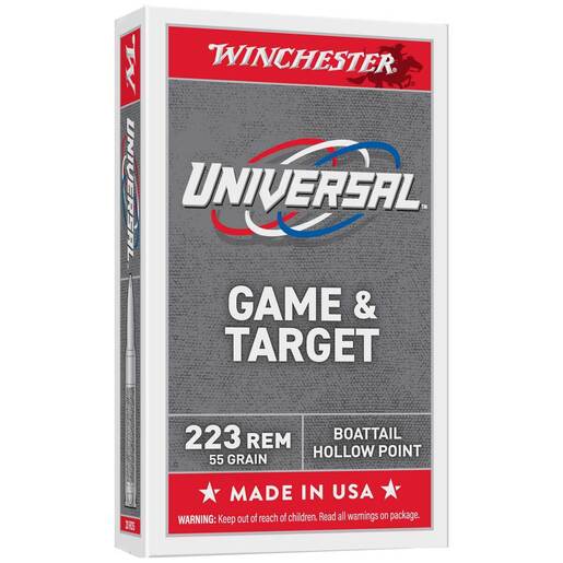 Winchester Universal Game & Target 223 Remington 55gr Boattail Hollow Point – 20 Count