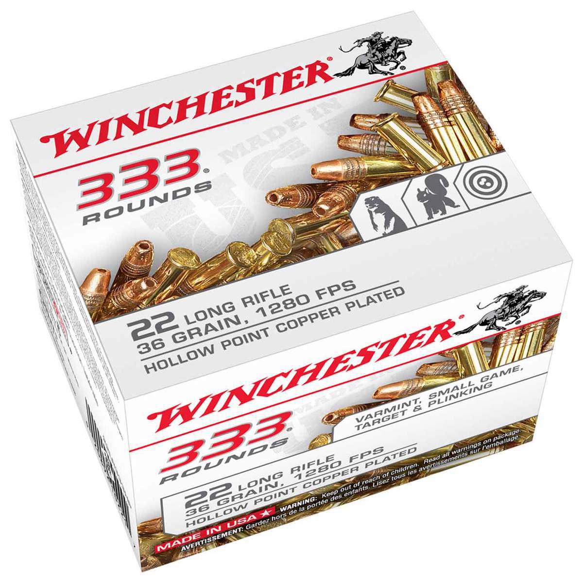 Winchester USA 22 Long Rifle 36gr CPHP Rimfire Ammo - 333 Rounds Winchester USA 22 Long Rifle 36gr CPHP Rimfire Ammo - 333 Rounds