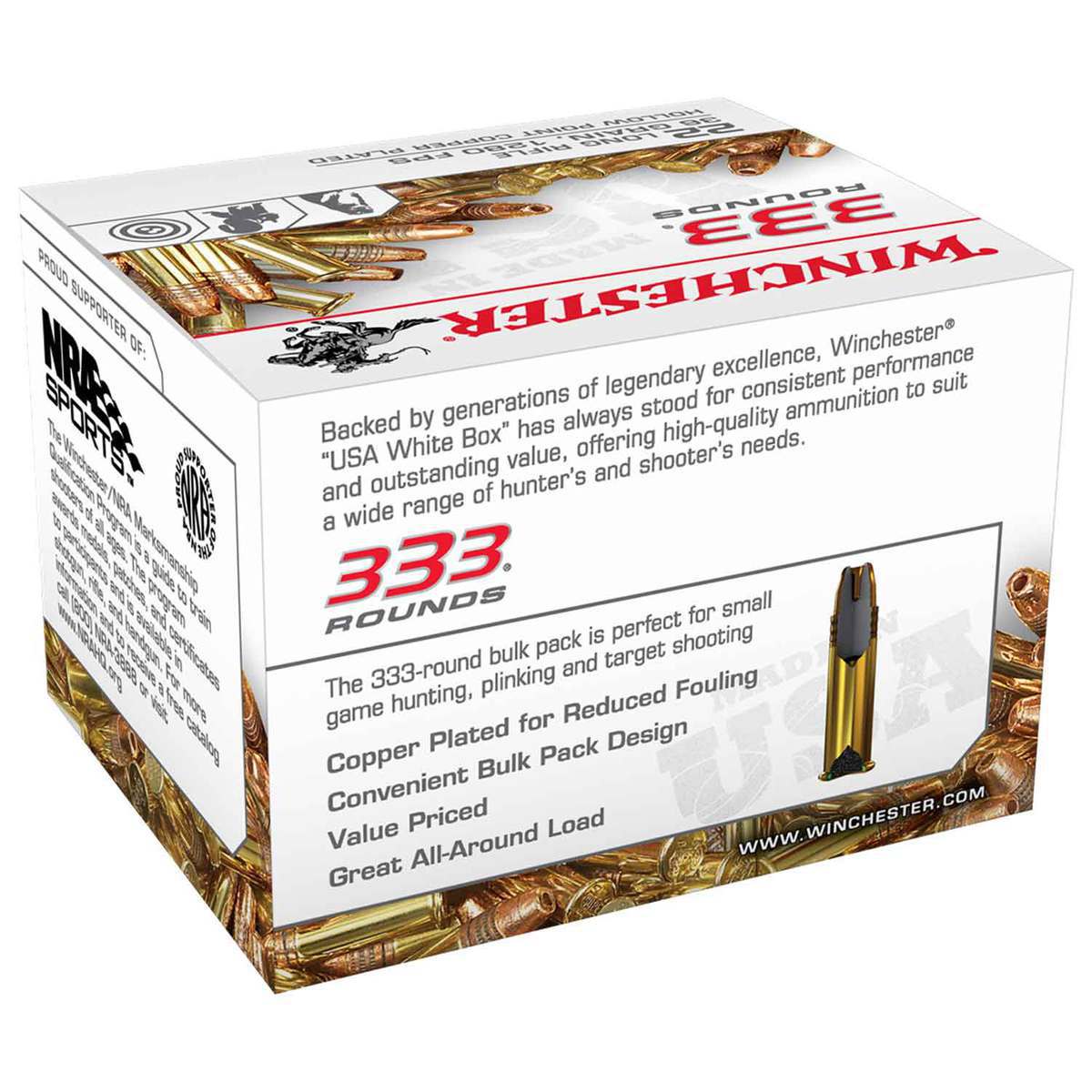 Winchester USA 22 Long Rifle 36gr CPHP Rimfire Ammo - 333 Rounds Winchester USA 22 Long Rifle 36gr CPHP Rimfire Ammo - 333 Rounds